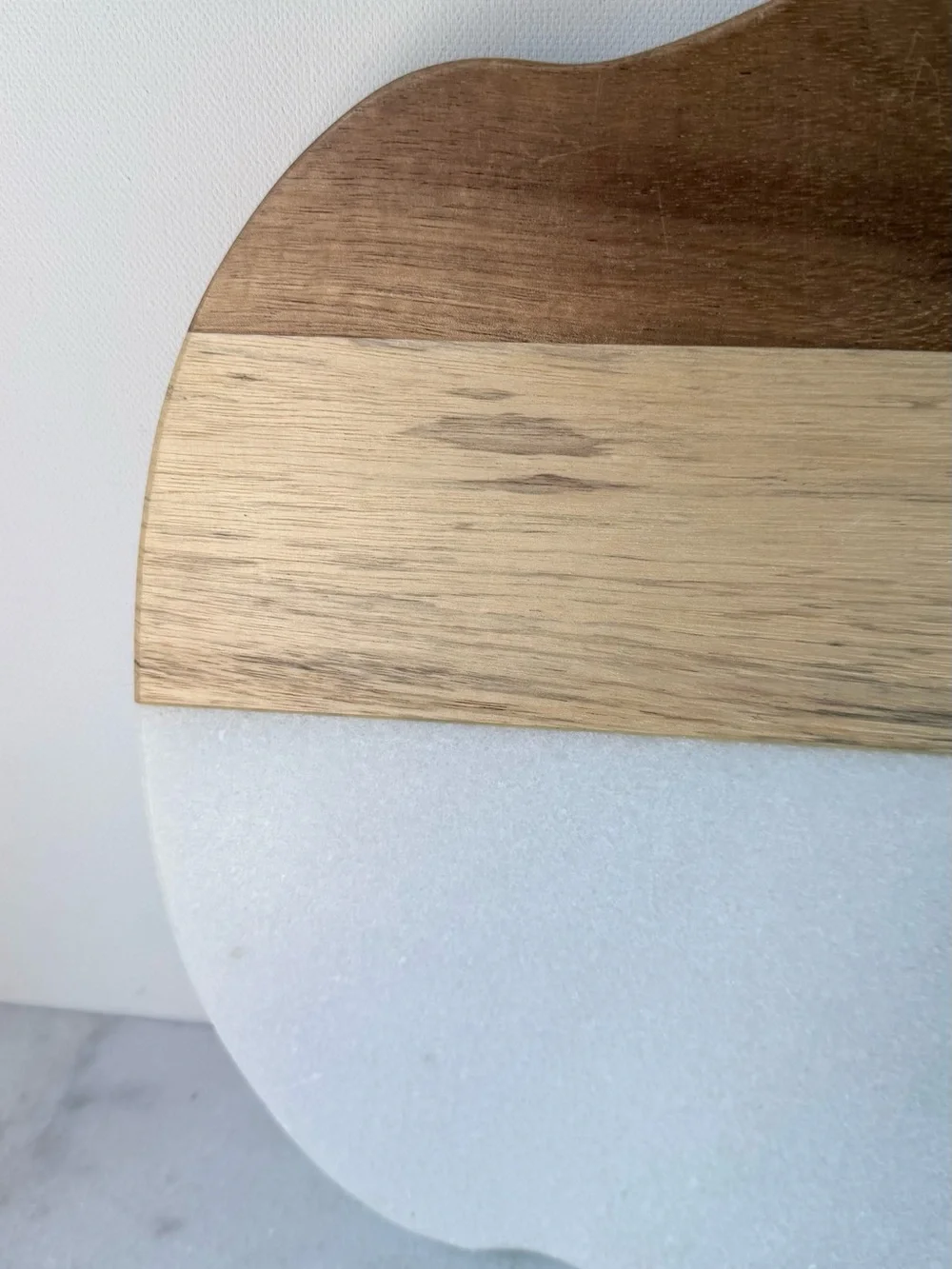 Pumpkin-Shaped Wood & Marble Serving Board - Light Wood and Pale gray